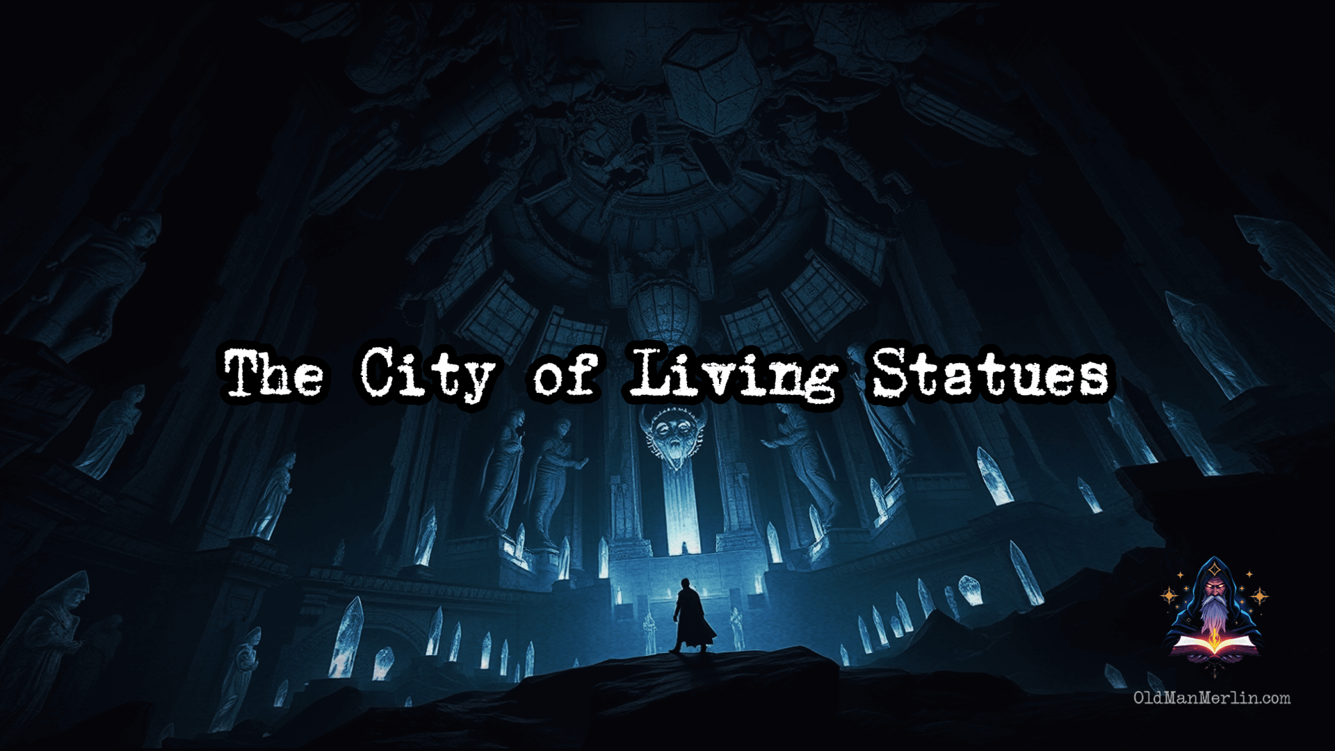 An underground city of colossal, living statues. Merlin stands at the entrance, staring at a figure that seems almost… alive.