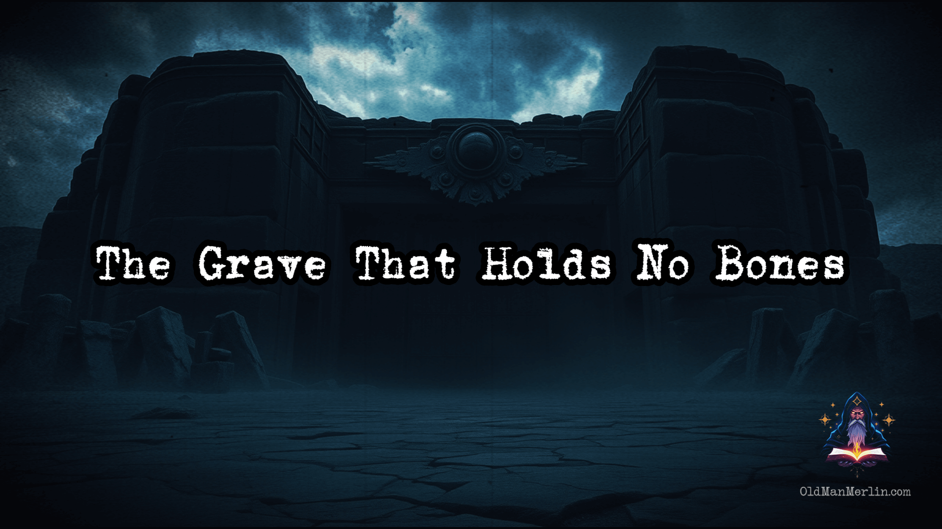 An ancient tomb in a barren landscape, sealed with massive iron locks and covered in weathered runes, exuding an eerie, unnatural presence.